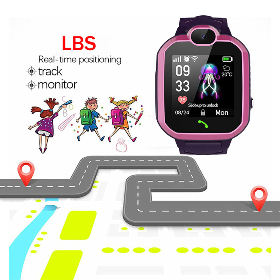 Child smart watch touch screen camera positioning